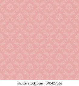 Damask seamless floral pattern. Royal wallpaper. Floral ornaments on a pink background. Vector illustration EPS8.