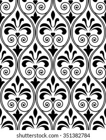 Damask seamless floral pattern. Royal wallpaper. Black flowers on a transparent background
