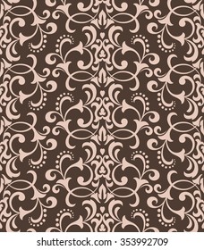 Damask seamless floral pattern. Royal wallpaper. Flowers on a dark background. Vector ornament