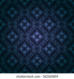 Damask seamless floral pattern. Royal wallpaper. Flowers on a dark background. Vector illustration EPS 10.