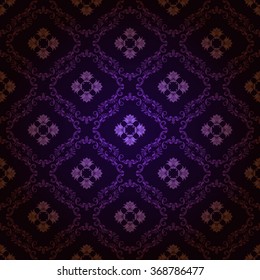 Damask seamless floral pattern. Royal wallpaper. Flowers on a dark violet background. Vector illustration EPS 10.