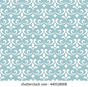 Damask seamless floral pattern. Royal wallpaper. Blue and white flowers on a transparent background. Stylish graphic pattern.