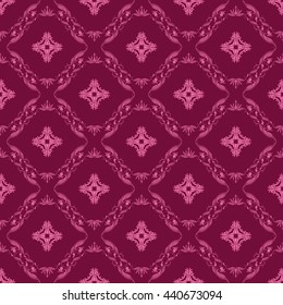 Damask seamless floral pattern. Royal wallpaper. Floral ornaments on a red background. Vector illustration.