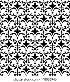 Damask seamless floral pattern. Royal wallpaper. Black flowers on a transparent background. Stylish graphic pattern.