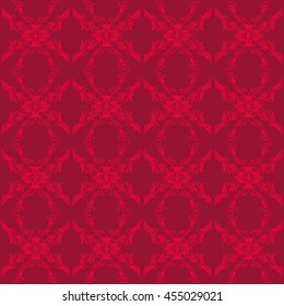 Damask seamless floral pattern. Royal wallpaper. Floral ornaments on a red background. Vector illustration
