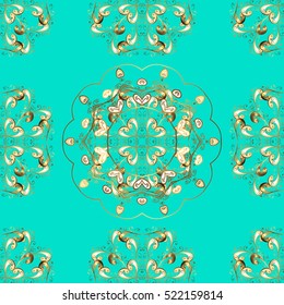 Damask seamless floral pattern. Royal wallpaper. Flowers, crowns on a blue background. Vector illustration. EPS 10