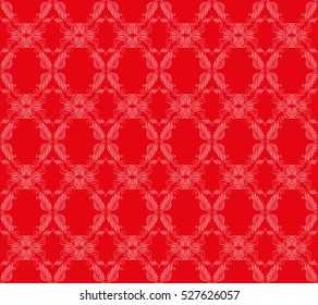 Damask seamless floral pattern. Royal wallpaper. Floral ornaments on a red background. Illustration