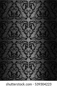 Damask seamless floral pattern. Royal wallpaper. Black tracery on a black background