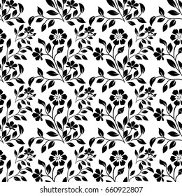 Damask seamless floral pattern. Royal wallpaper. Black and white vector background. Graphic modern pattern.