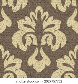 Patrón floral sin fisuras de Damask. Ornamento de Shabby y fondo en vector. Tejidos refinados