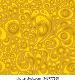 Damask seamless floral pattern in yellow colors. Royal wallpaper with abstract flowers. Vector stylish ornament.