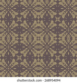 Damask seamless golden pattern. Fine vector traditional ornament with oriental elements
