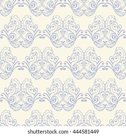 Damask seamless minimalistic pattern. Vintage seamless baroque wallpaper. Fashion textile design. Vector illustration.