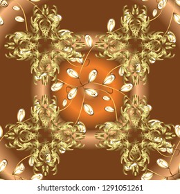 Damask seamless ornament. Classic oriental pattern over brown and neutral colors. Traditional vector and golden pattern.