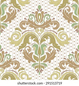 Damask seamless ornament. Fine vector traditional oriental colorful pattern with pastel colors