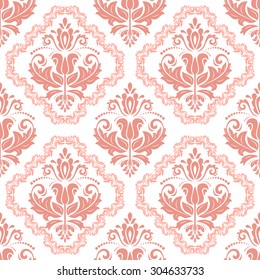Damask seamless ornament. Fine vector traditional oriental colored pattern