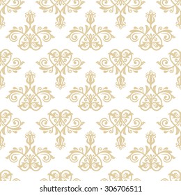 Damask seamless ornament. Fine vector traditional oriental golden pattern