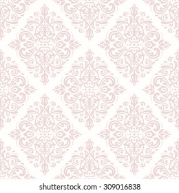 Damask seamless ornament. Fine vector traditional oriental pink pattern
