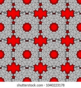 Damask seamless ornament. Traditional vector and colorful pattern. Classic oriental pattern over white, black and red colors.