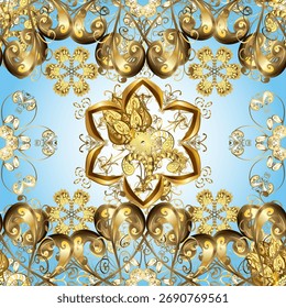 Damast Nahtloses Ornament. Traditioneller Vektor und goldenes Muster. Klassisches orientalisches Muster in angenehmen Farben. 