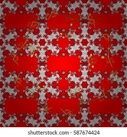 Damask seamless ornament. Traditional vector and golden pattern. Classic oriental background with white doodles.