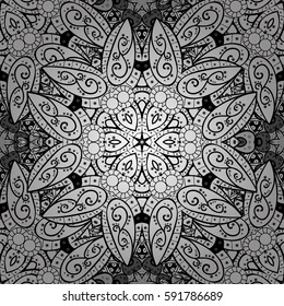 Damask seamless ornament. Traditional vector and white pattern. Classic oriental pattern over background.