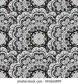 Damask seamless ornament. Traditional vector and white pattern. Classic oriental pattern. Vector illustration.