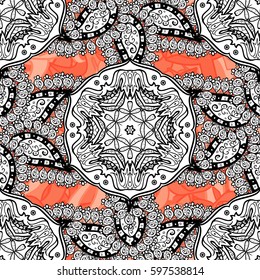 Damask seamless ornament. Traditional vector and gray pattern. Classic oriental pattern. Vector illustration.