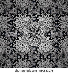 Damask seamless ornament. Traditional vector and white pattern. Classic oriental pattern over green background.