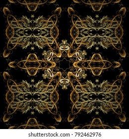 Damask seamless ornament. Traditional vector and golden pattern. 