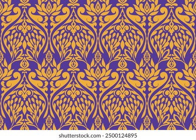 Damask Seamless Pattern, Abstract ethnic art, Damask design and Pixel Art, Tribal seamless patterns, Fabric patterns, geometric art, Folk embroidery.