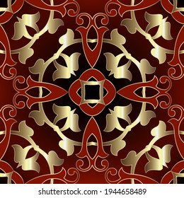 Patrón sin costuras de Damask. Fondo árabe de flores. Repetir el fondo del vector colorido. Ornamentos árabes con flores, hojas, formas. Hermoso diseño de estilo árabe. Para tela, papel pintado, imprimir.