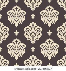 Damask seamless pattern, arranged here in four tiles on background