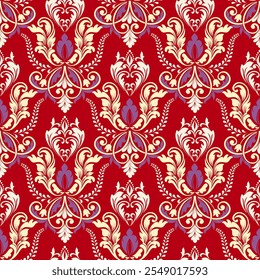 damask seamless pattern background. Classical luxury old fashioned damask ornament, royal victorian seamless texture for wallpapers, textile, wrapping. Exquisite floral baroque template.