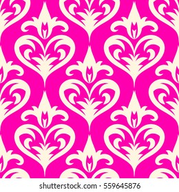 damask seamless pattern background. Elegant luxury texture for wallpapers, backgrounds and page fill. idea for a wallpaper, wrapping paper. pattern of the fabric, pink ornament. Front and back page
