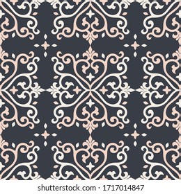 motif harmonieux damassé arrière-plan doré et texture de tuiles noires