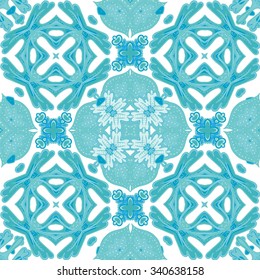 Damask seamless pattern background, Moroccan blue ornament