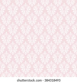 Damask seamless pattern background in pastel pink. For wedding or scrapbook design. 