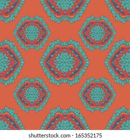 Damask seamless pattern background. Rococo style. Vector