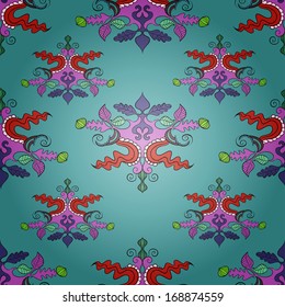 Damask seamless pattern background. Rococo style. Vector