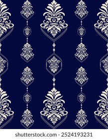 Damask seamless pattern background Royalty Free Vector.  Traditional, Ethnic, Arabic, Turkish, Indian motifs. Illustration for Elegant Textile design 