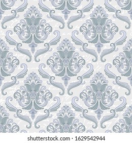 Damask seamless pattern background. Vector classical luxury old damask ornament, royal victorian seamless texture for wallpapers, textile, wrapping. Vintage exquisite floral baroque template.