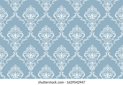 Damask seamless pattern background. Vector classical luxury old damask ornament, royal victorian seamless texture for wallpapers, textile, wrapping. Vintage exquisite floral baroque template.