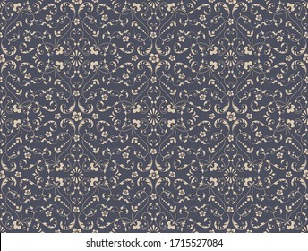 Damask seamless pattern background. Vector luxury old fashioned damask ornament, royal victorian seamless texture for wallpapers, textile, wrapping. Vintage exquisite floral baroque template.