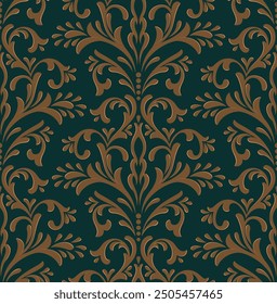 Damask seamless pattern background. Vector classical luxury old fashioned damask ornament, royal victorian seamless texture. Vintage exquisite floral baroque template.