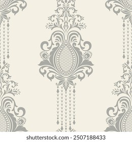 Damask seamless pattern background. Vector classical luxury old fashioned damask ornament, royal victorian seamless texture. Vintage exquisite floral baroque template.