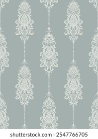 Damask seamless pattern background. Vector classical luxury old fashioned damask ornament, royal Victorian seamless texture. Vintage exquisite floral baroque template.
