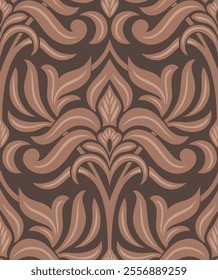 Damask seamless pattern background. Vector classical luxury old fashioned damask ornament, royal victorian seamless texture. Vintage exquisite floral baroque template.