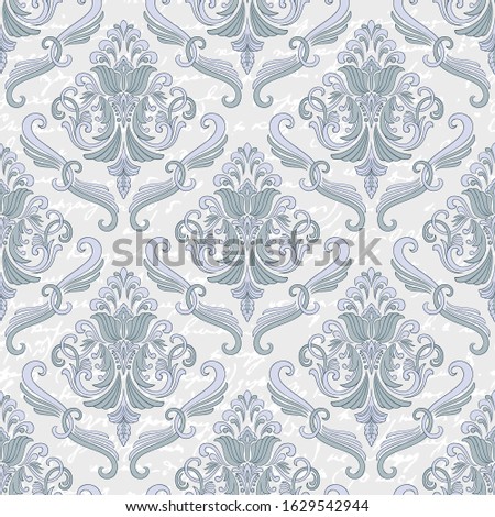 Damask seamless pattern background. Vector classical luxury old damask ornament, royal victorian seamless texture for wallpapers, textile, wrapping. Vintage exquisite floral baroque template.
