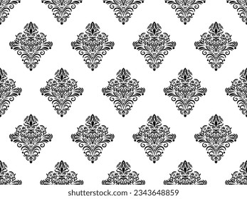 Patrón sin costuras de Damask. Flores negras Papel Real de Lujo. Fondo Floral.
